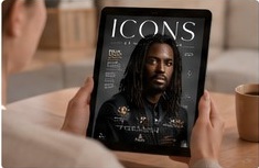 Premium digital publishing presented on a tablet