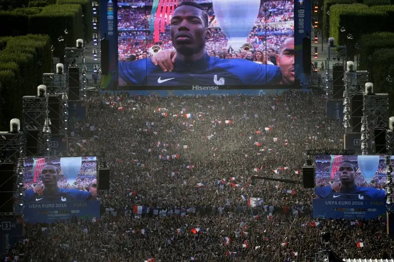 Football supporters at the Paris World Cup Fan Zone