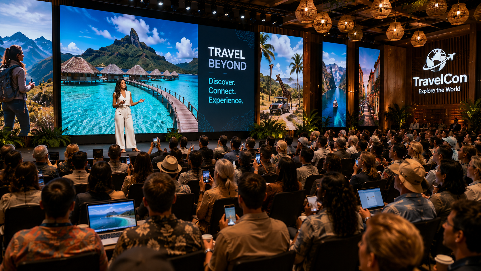 A travel conference presenting global destinations to an engaged audience